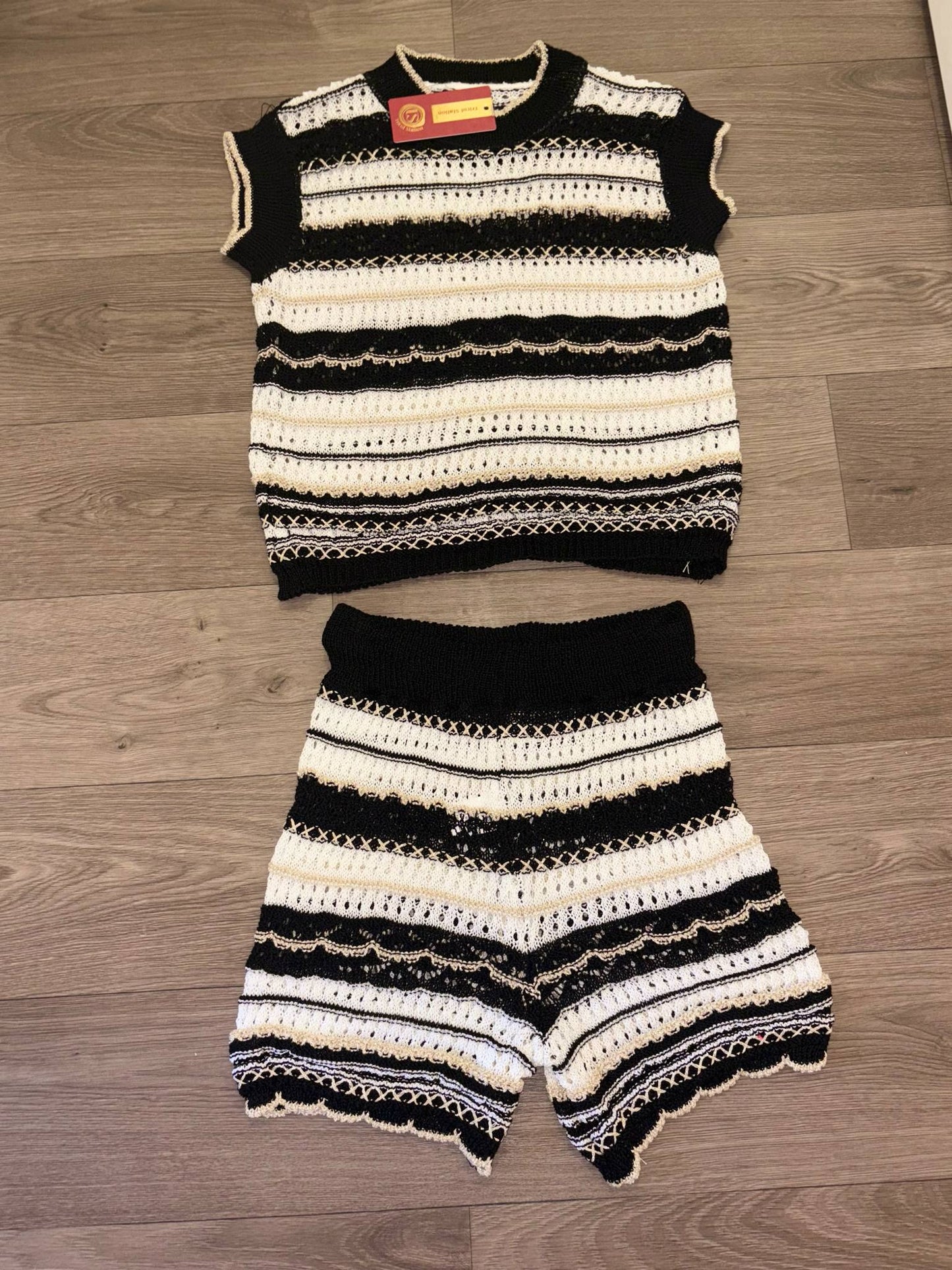 Crochet glitter detail short sets