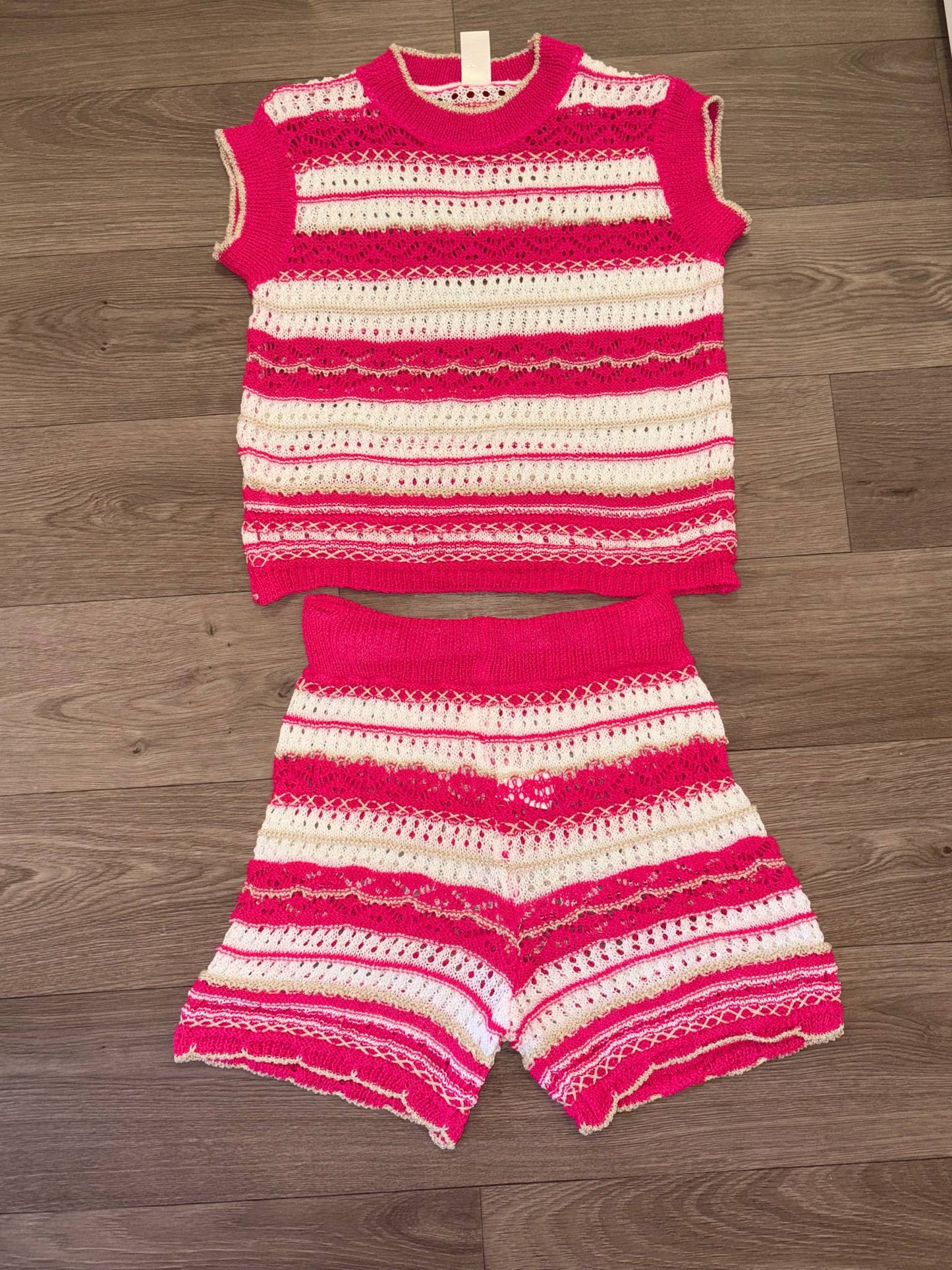 Crochet glitter detail short sets