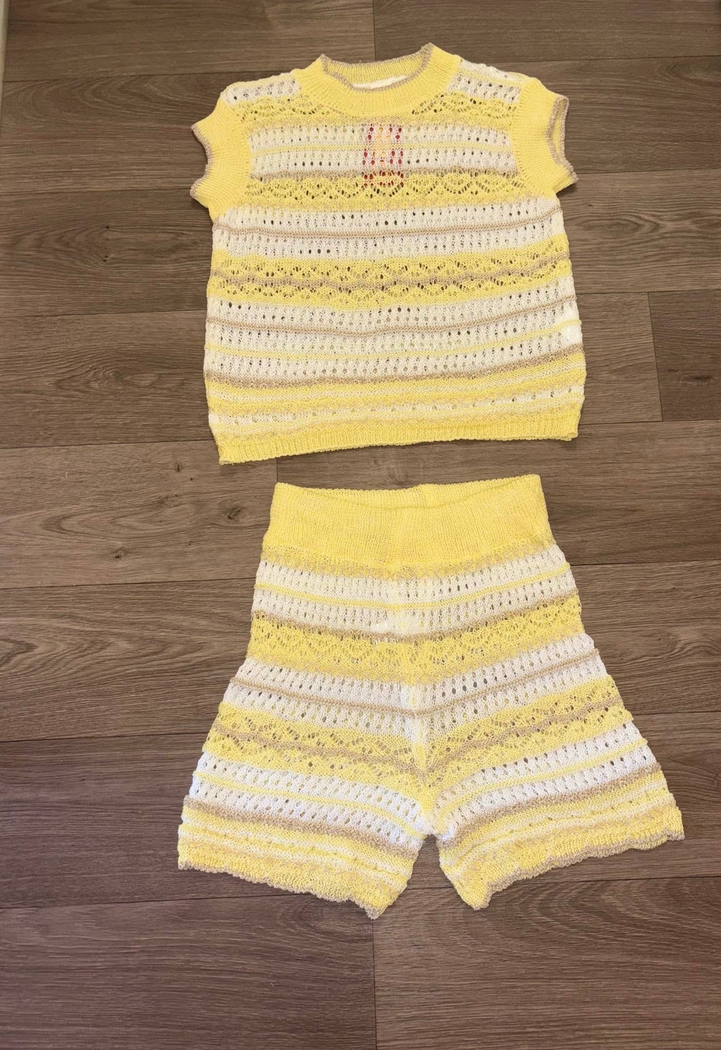 Crochet glitter detail short sets