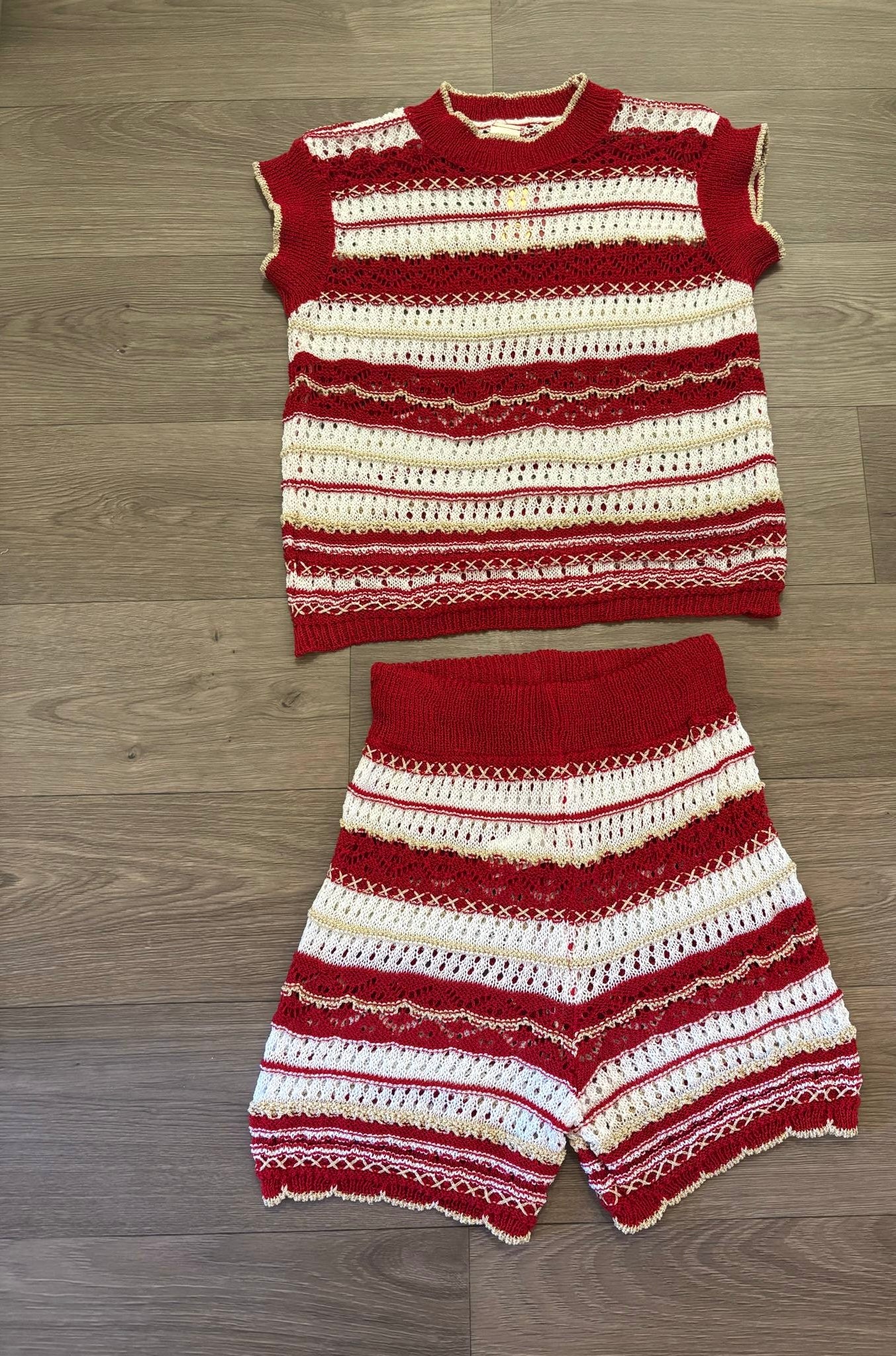 Crochet glitter detail short sets