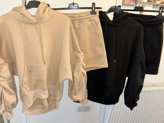 Rouched hoddie short set