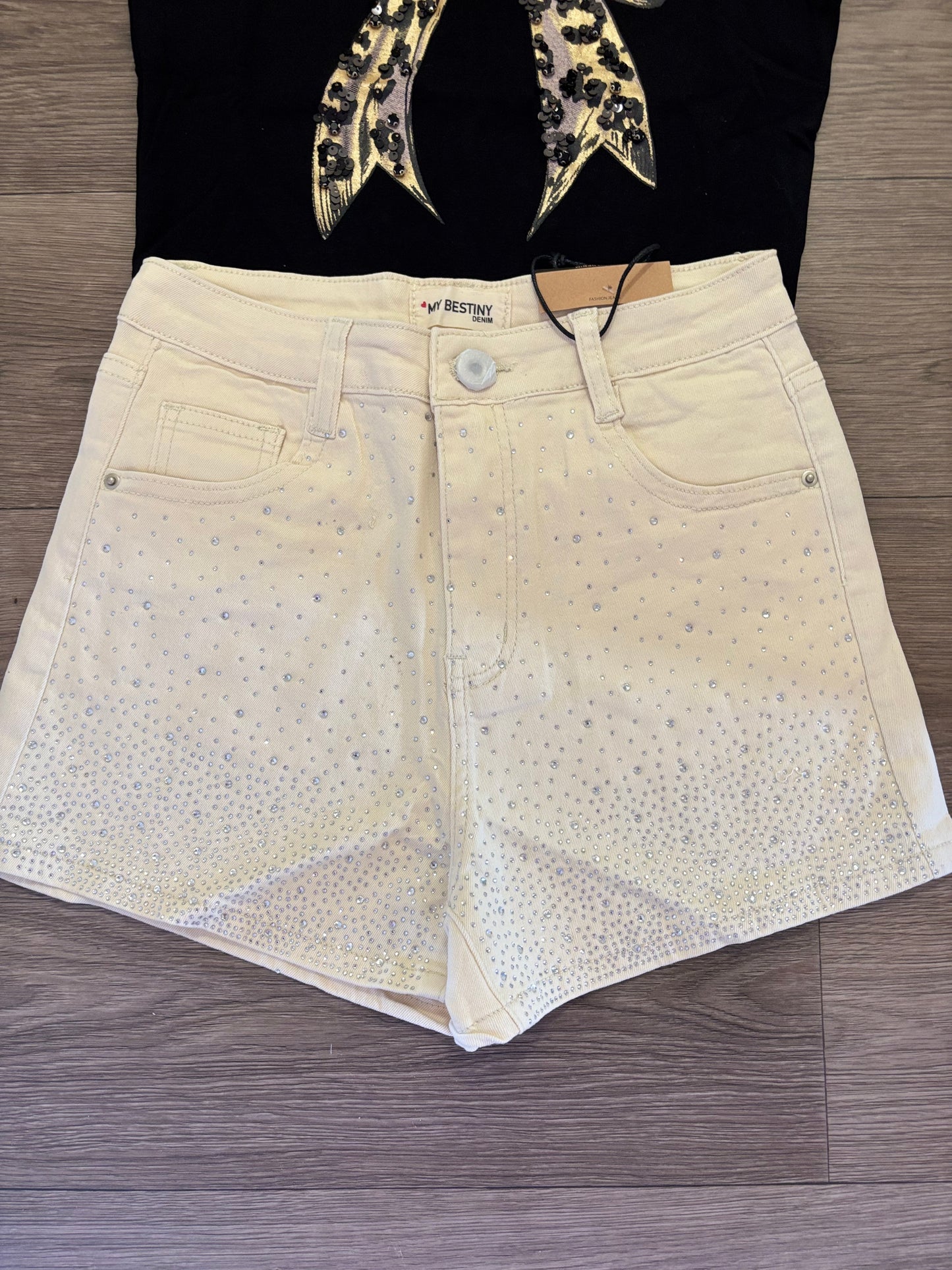 Diamond denim shorts