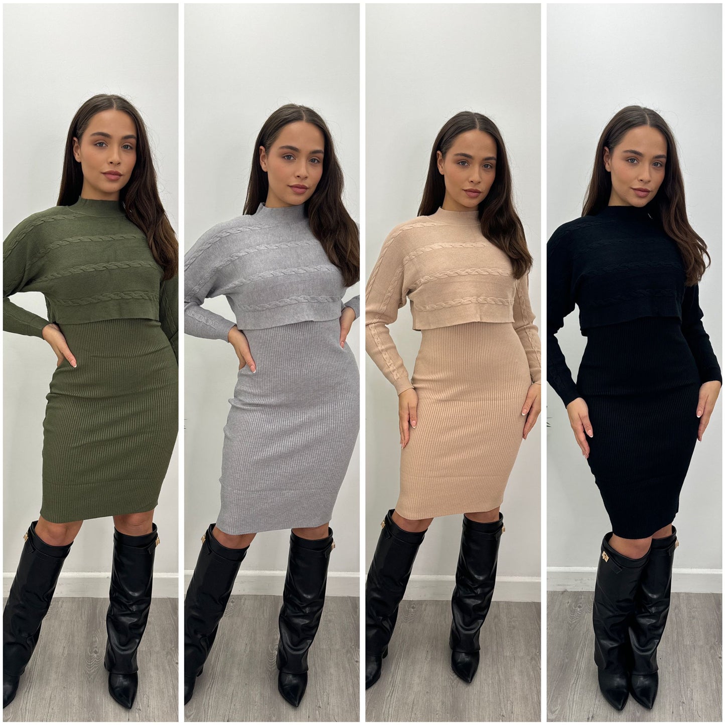 2pc cable knit jumper dress