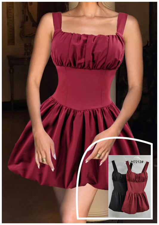 Ruched corset style puff dress