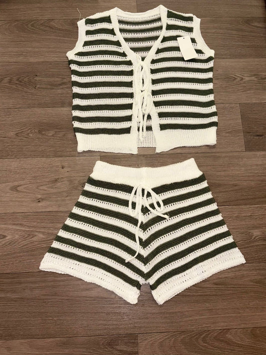 Crochet short set with tie up detail
