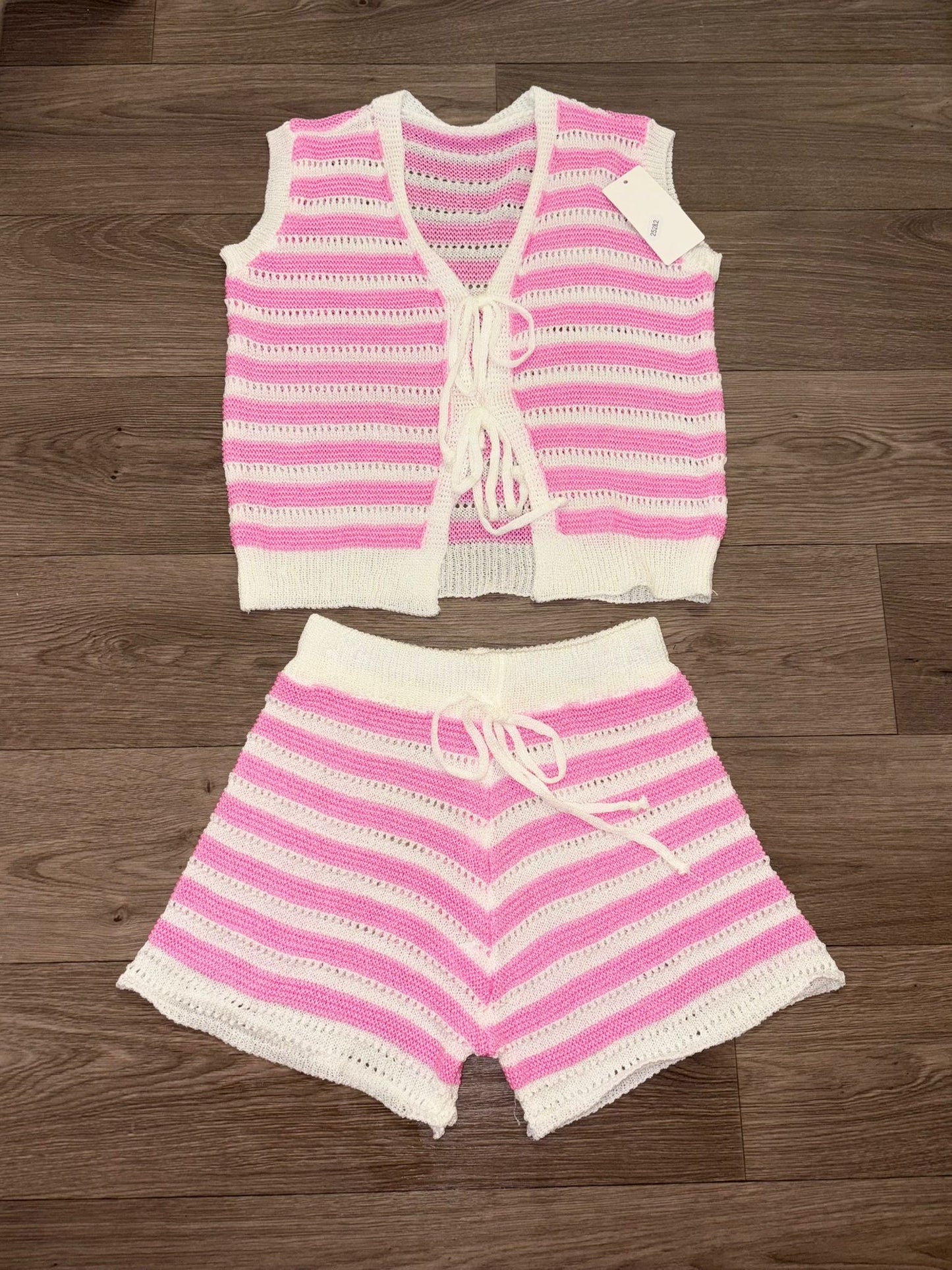 Crochet short set with tie up detail