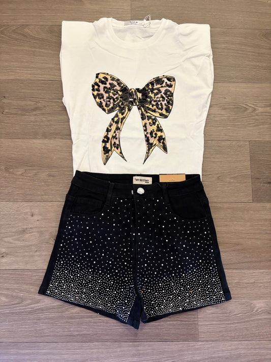 Diamond denim shorts