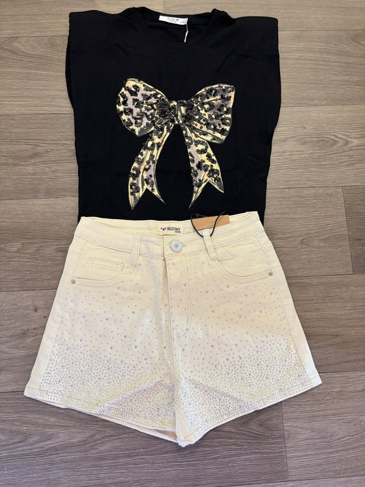 Diamond denim shorts