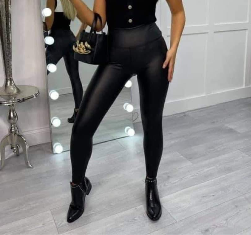 Black leather leggings